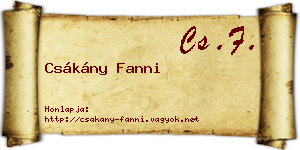 Csákány Fanni névjegykártya